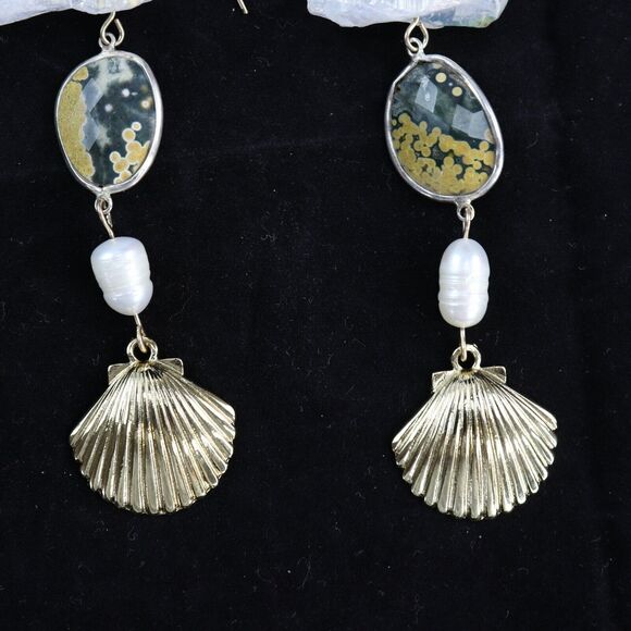 Pearl Seashell Drop Earrings, MSRP $145.00 - Picture 3 of 4